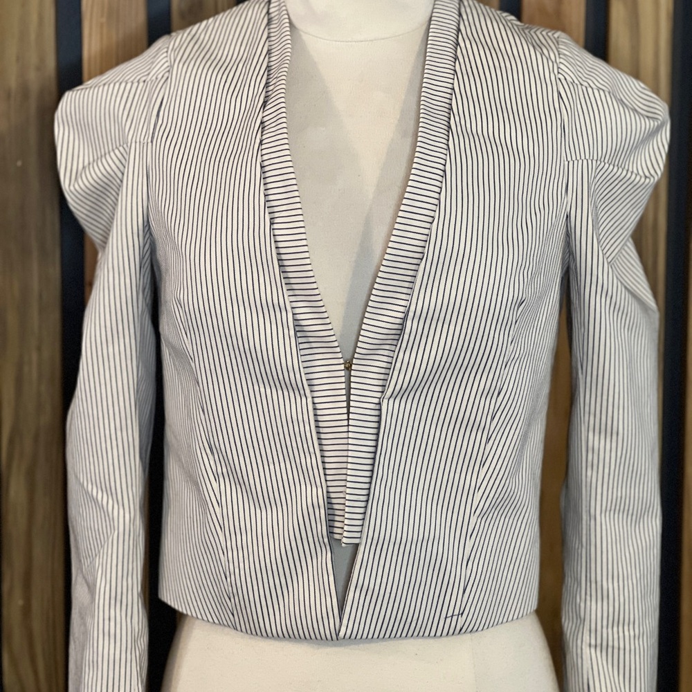 ZARA Striped Open-Front Jacket - Picture 2 of 9
